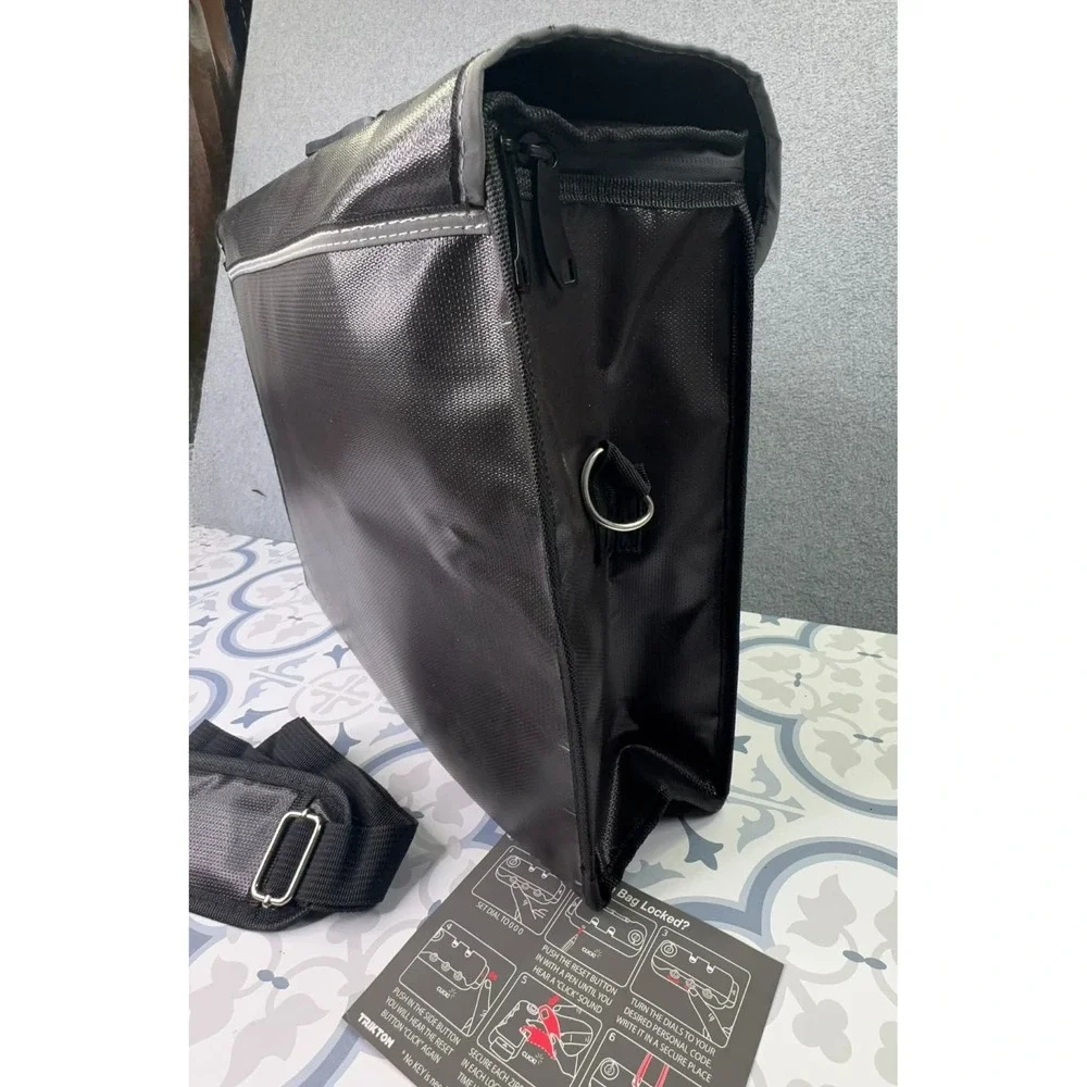 TRIKTON Fireproof Waterproof Document Bag XL With Shoulder Strap Black TSA 18x13
